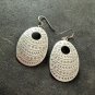 FINE SILVER EARRINGS VINTAGE CRAFT DANGLE ARTISAN 8g ENGRAVED OVAL #E003