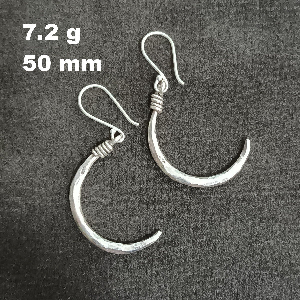 FINE SILVER EARRINGS VINTAGE CRAFT DANGLE ARTISAN 7g PIRATE BAIT HOOK #E036