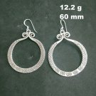 FINE SILVER EARRINGS 925 STERLING CRAFT Dangle 12g Vintage Hoop Tribal 23816