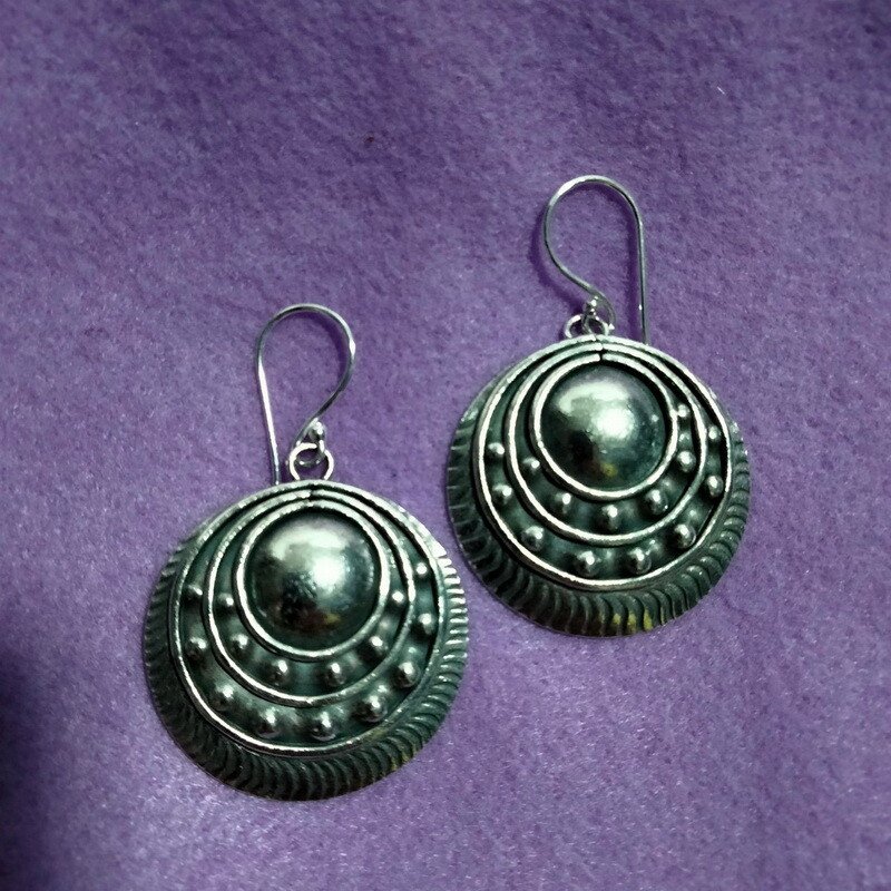 FINE SILVER EARRINGS 925 STERLING CRAFT VINTAGE TRIBAL JEWELRY WOMEN LOT1757