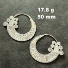 FINE SILVER EARRINGS VINTAGE CRAFT DANGLE ARTISAN 17g GIGANTIC ROUND HOOK #E004