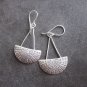 FINE SILVER EARRINGS 925 STERLING DANGLE STYLIST ASIAN ART CURVE HALF MOON