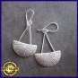 FINE SILVER EARRINGS 925 STERLING DANGLE STYLIST ASIAN ART CURVE HALF MOON