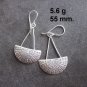 FINE SILVER EARRINGS 925 STERLING DANGLE STYLIST ASIAN ART CURVE HALF MOON