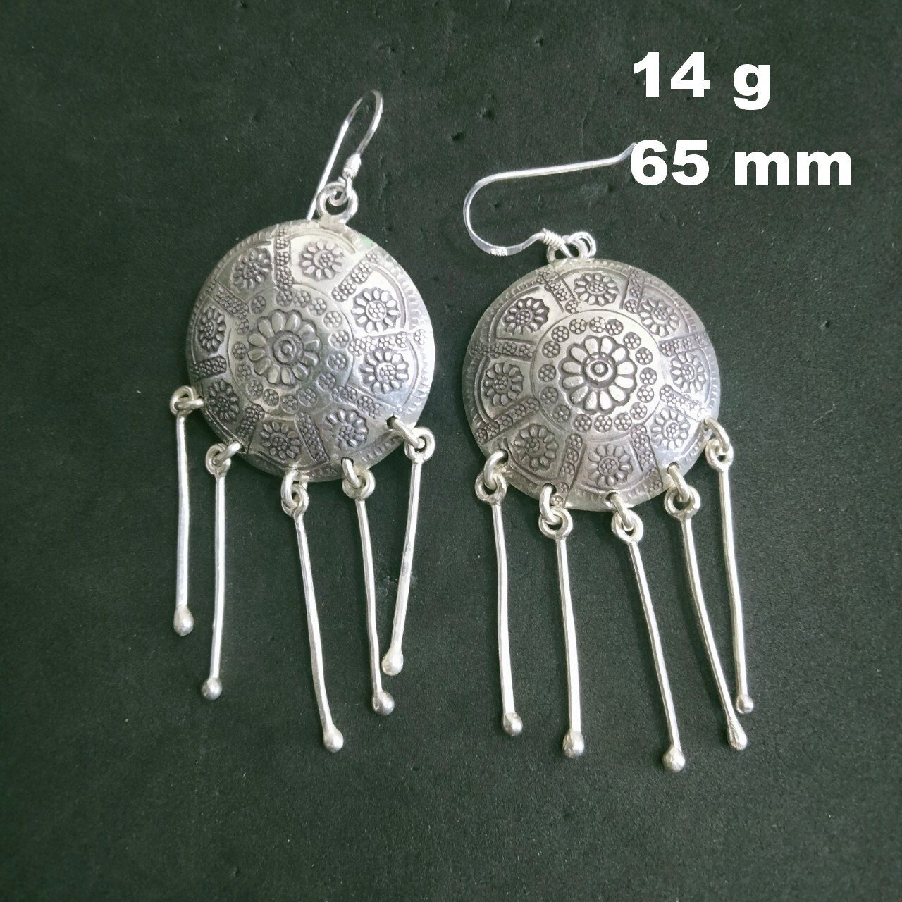 FINE SILVER EARRINGS 925 STERLING CRAFT Dangle 14g Vintage Tribal Chinese 23820