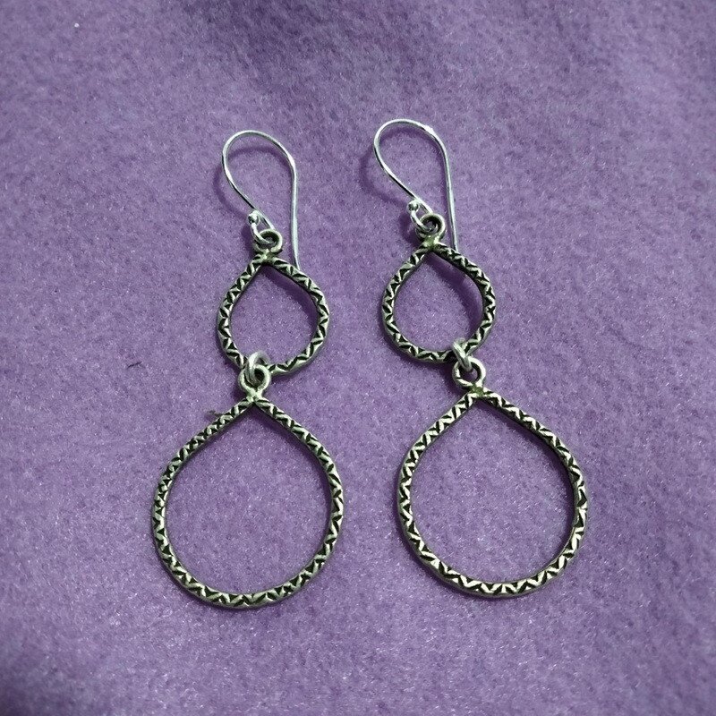 FINE SILVER EARRINGS 925 STERLING CRAFT VINTAGE TRIBAL JEWELRY WOMEN LOT1706