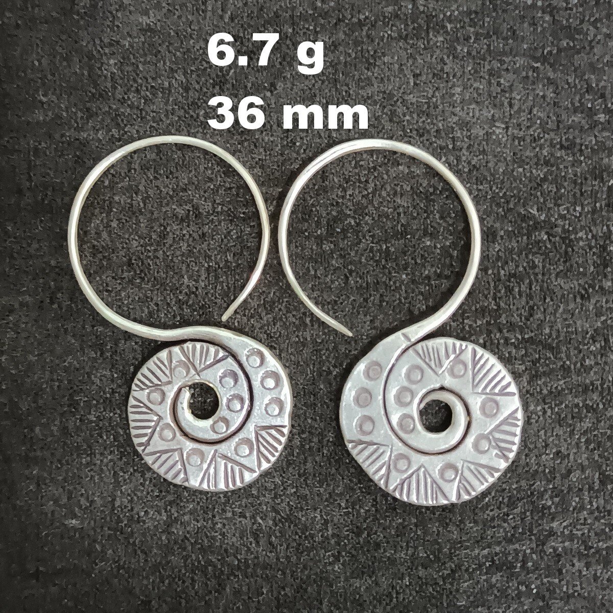 FINE SILVER EARRINGS VINTAGE CRAFT DANGLE ARTISAN 6g FANCY SPIRAL HOOK #E037