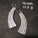 FINE SILVER EARRINGS 925 STERLING CRAFT Dangle 11g LOT18 Rectangle Long 01