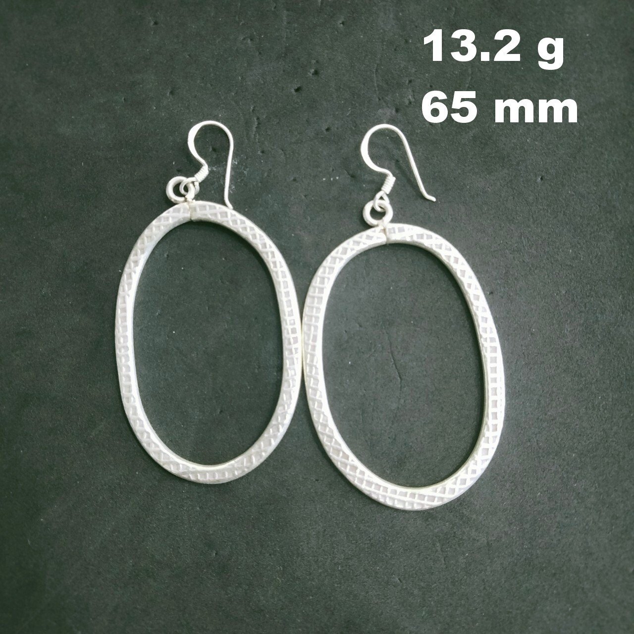 FINE SILVER EARRINGS 925 STERLING CRAFT Dangle 13g Oval Hoop Vintage 23813