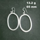 FINE SILVER EARRINGS 925 STERLING CRAFT Dangle 13g Oval Hoop Vintage 23813