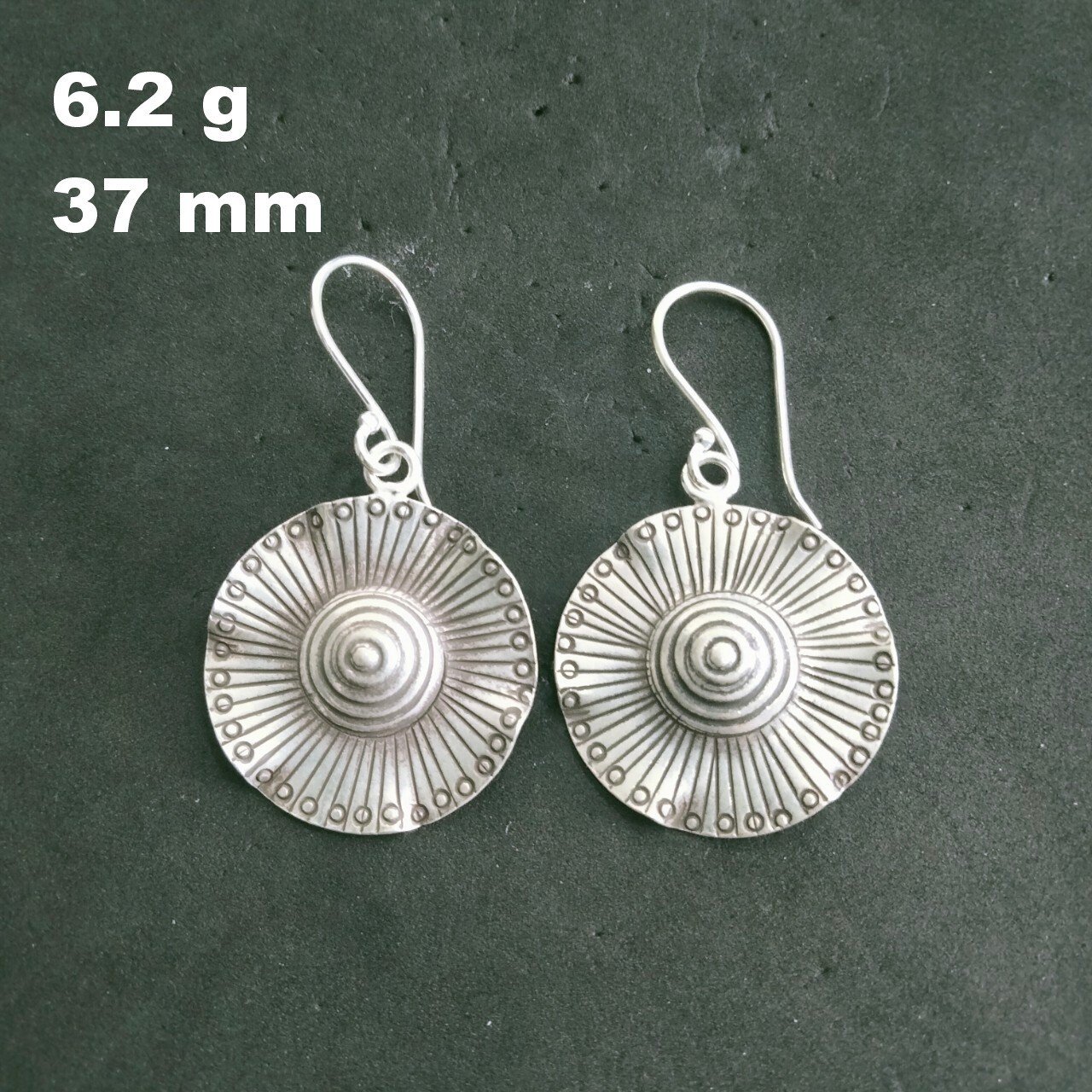 FINE SILVER EARRINGS 925 STERLING CRAFT Dangle 6g Blooming Lotus Round 23802