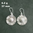 FINE SILVER EARRINGS 925 STERLING CRAFT Dangle 6g Blooming Lotus Round 23802