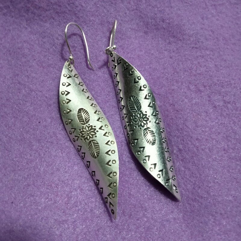 FINE SILVER EARRINGS 925 STERLING CRAFT VINTAGE TRIBAL JEWELRY WOMEN LOT1732