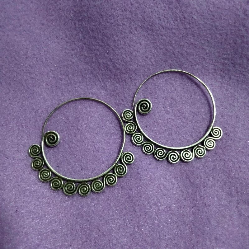 FINE SILVER EARRINGS 925 STERLING CRAFT VINTAGE TRIBAL JEWELRY WOMEN LOT1701