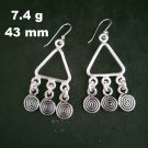 FINE SILVER EARRINGS 925 STERLING CRAFT Dangle 7g Filigree Triangle 23248