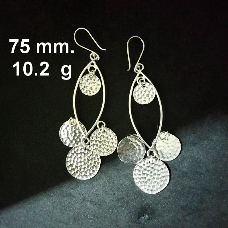 FINE SILVER EARRINGS 925 STERLING CRAFT Dangle 10g LOT18 DISC CHANDERLIER 03