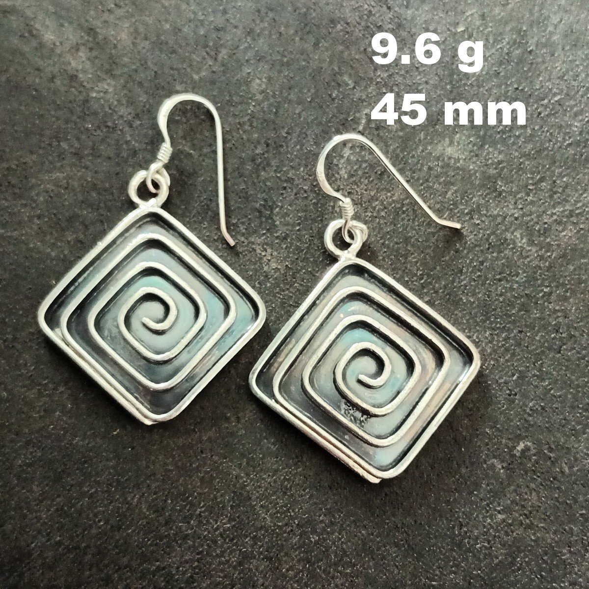 FINE SILVER EARRINGS VINTAGE CRAFT DANGLE ARTISAN 9g SQUARE FILIGREE #E029