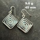 FINE SILVER EARRINGS VINTAGE CRAFT DANGLE ARTISAN 9g SQUARE FILIGREE #E029