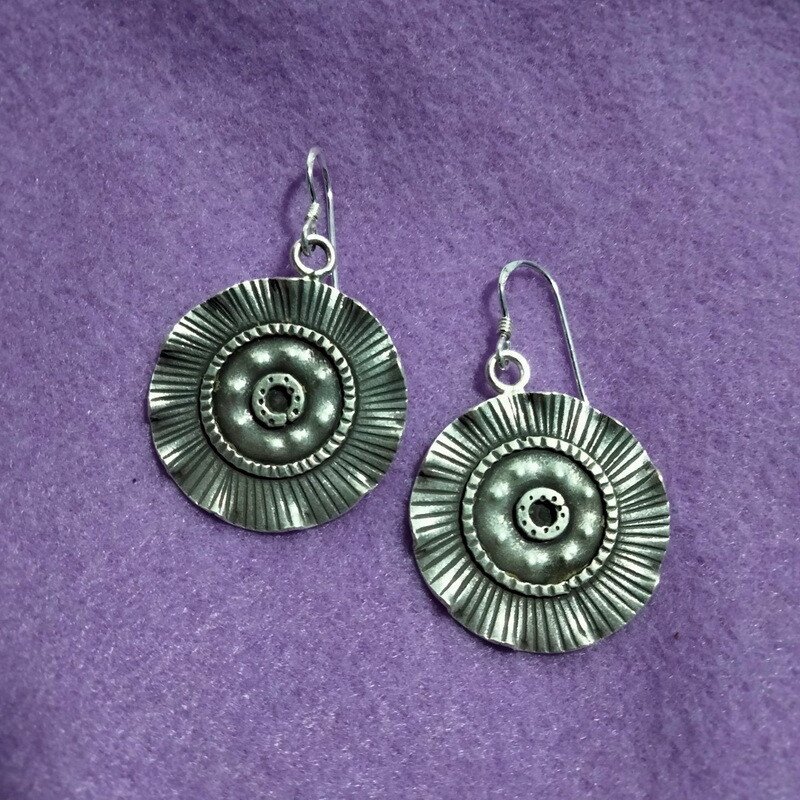 FINE SILVER EARRINGS 925 STERLING CRAFT VINTAGE TRIBAL JEWELRY WOMEN LOT1736