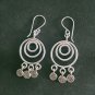 FINE SILVER EARRINGS 925 STERLING CRAFT Dangle 10g Loop Filigree Charms 23604
