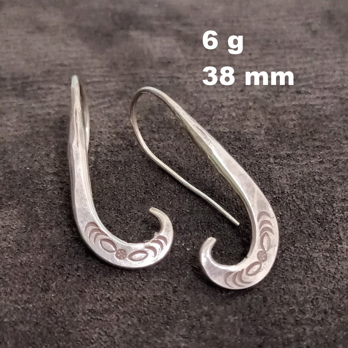 FINE SILVER EARRINGS VINTAGE CRAFT DANGLE ARTISAN 6g BAIT HOOK #E031