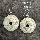 FINE SILVER EARRINGS VINTAGE CRAFT DANGLE ARTISAN 8g MULTIPLE DOTS HOOP #E044