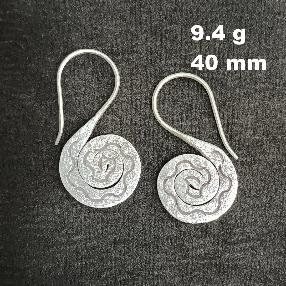 FINE SILVER EARRINGS VINTAGE CRAFT DANGLE ARTISAN 9g FANCY SPIRAL #E034