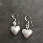 FINE SILVER EARRINGS VINTAGE CRAFT DANGLE ARTISAN 3g PATTERN HEART CHARM #E066