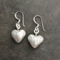 FINE SILVER EARRINGS VINTAGE CRAFT DANGLE ARTISAN 3g PATTERN HEART CHARM #E066