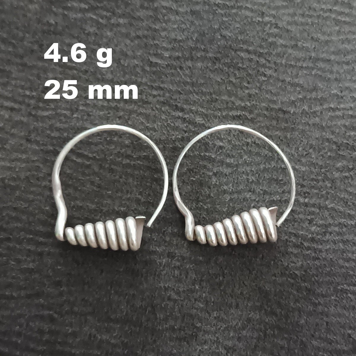 FINE SILVER EARRINGS VINTAGE CRAFT DANGLE ARTISAN 4g COIL BOTTOM ROUND #E015