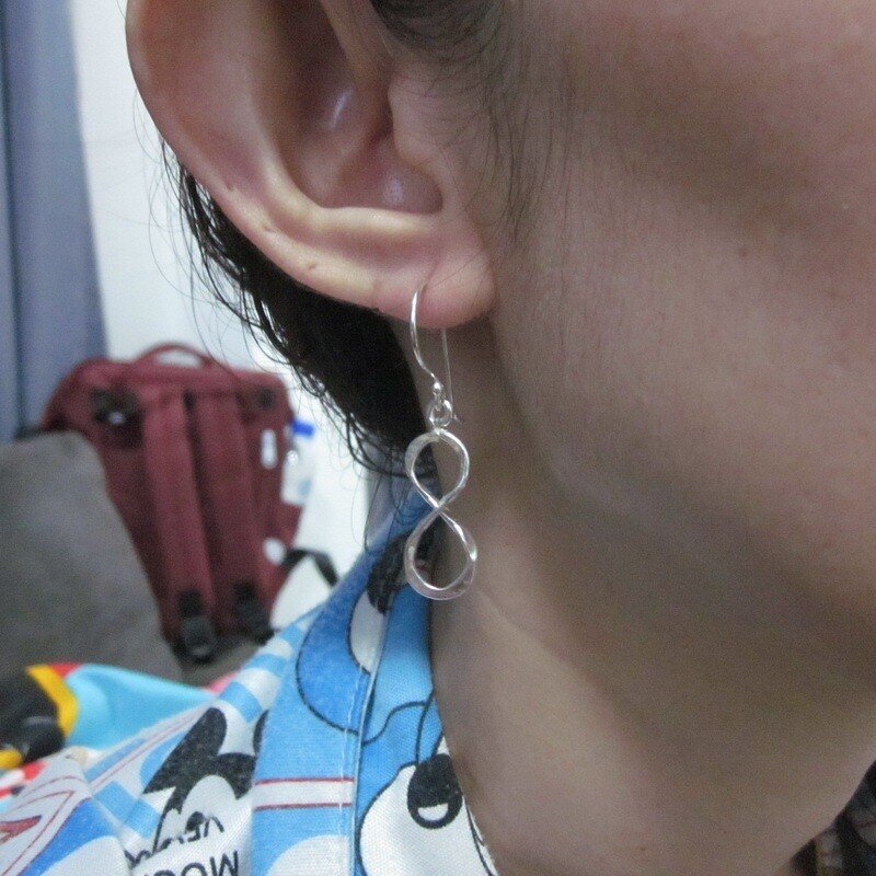 FINE SILVER EARRINGS 925 STERLING INFINITY FOREVER MARK THEME FASHION JEWELRY