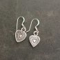 FINE SILVER EARRINGS VINTAGE CRAFT DANGLE ARTISAN 2g LOVELY HEART CHARMS #E063