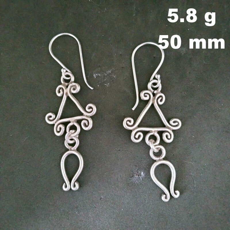 FINE SILVER EARRINGS 925 STERLING CRAFT Dangle 5g Hill Tribe dreamcatcher 23217