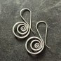 FINE SILVER EARRINGS VINTAGE CRAFT DANGLE ARTISAN 5g SPIRAL FANCY HOOK #E005