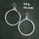 FINE SILVER EARRINGS 925 STERLING CRAFT Dangle 14g Round Hoop Tribal 23815