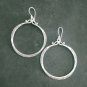 FINE SILVER EARRINGS 925 STERLING CRAFT Dangle 14g Round Hoop Tribal 23815