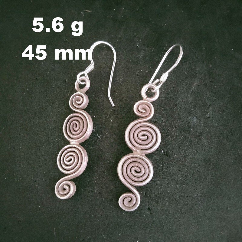 FINE SILVER EARRINGS 925 STERLING CRAFT Dangle 5g Long Spiral Filigree 23245