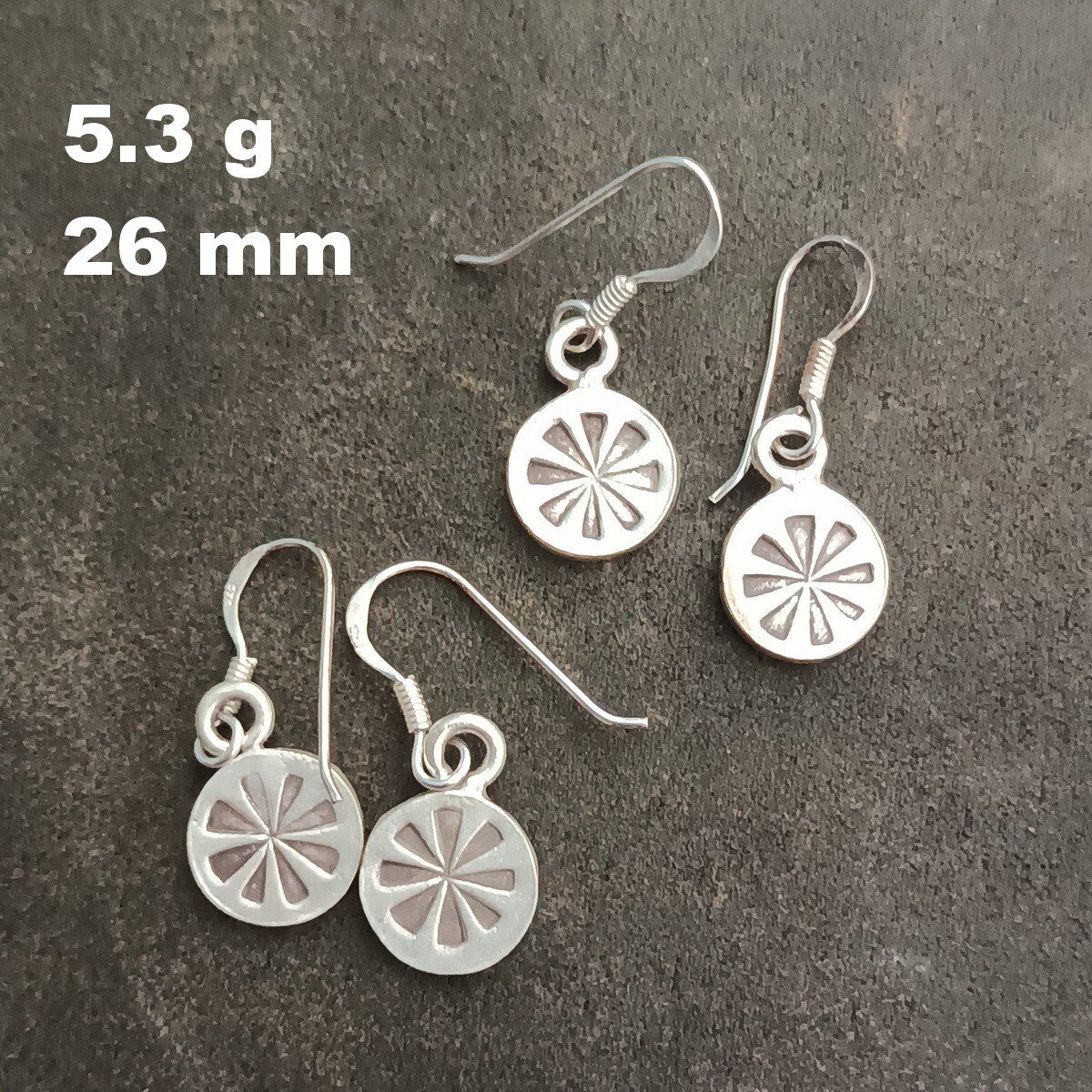 FINE SILVER EARRINGS VINTAGE CRAFT DANGLE ARTISAN 5g 2PRS Geometric ROUND #E070