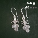 FINE SILVER EARRINGS 925 STERLING CRAFT Dangle 5g Hill Tribe Spiral Hook 23220