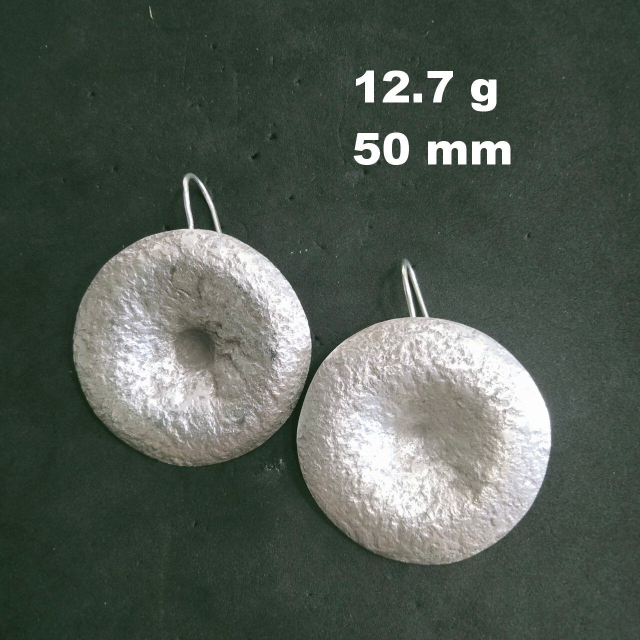 FINE SILVER EARRINGS 925 STERLING CRAFT Dangle 12g Big Round Boop Rock 23811