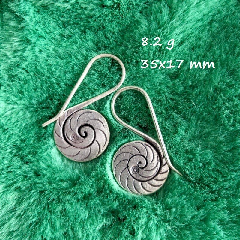Fine Sterling Silver Earrings 925 Handcraft Tribal Jewelry Hoops Vintage ERA1223
