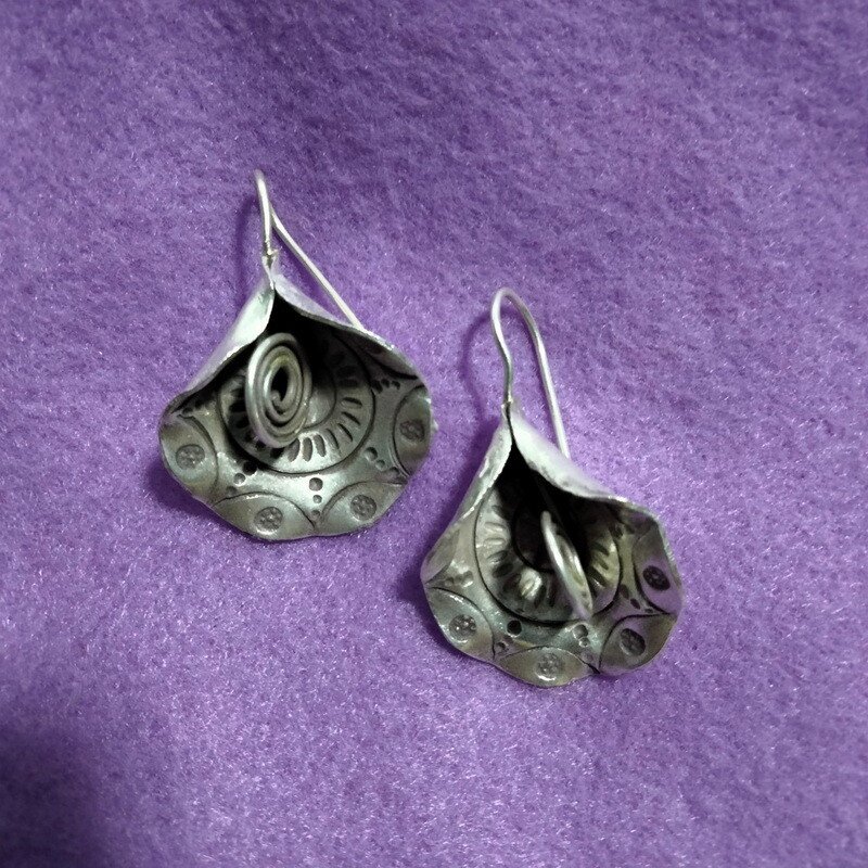 FINE SILVER EARRINGS 925 STERLING CRAFT VINTAGE TRIBAL JEWELRY WOMEN LOT1766