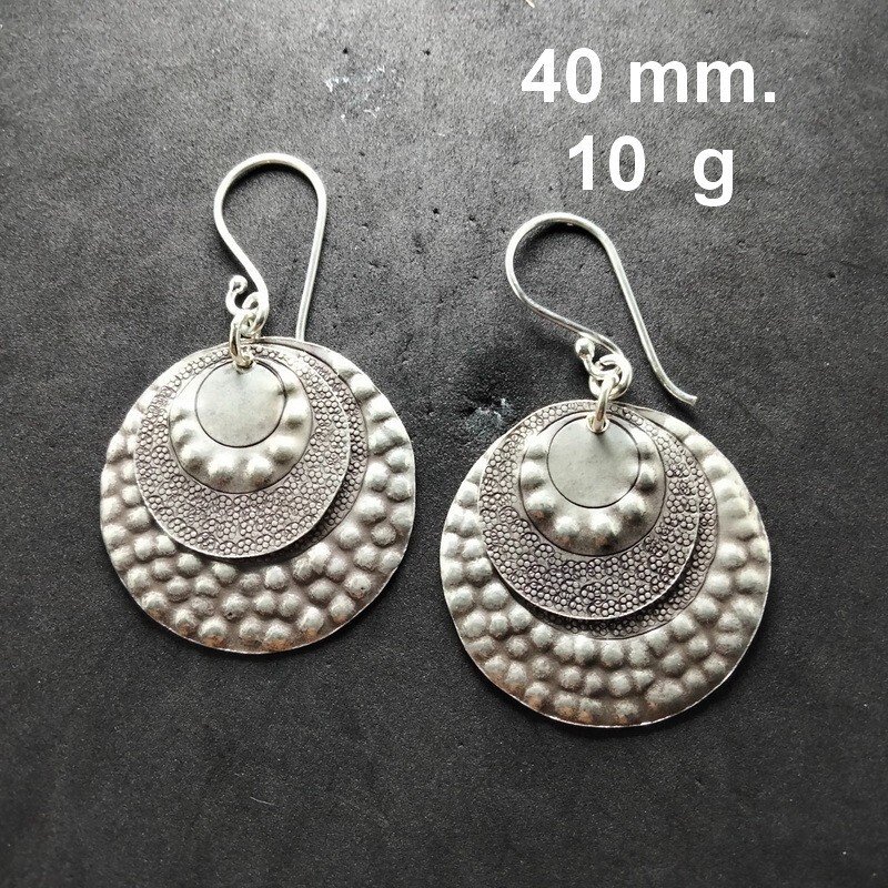 FINE SILVER EARRINGS 925 STERLING CRAFT Dangle 10g LOT18 Round Stamp 13