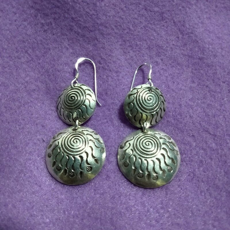 FINE SILVER EARRINGS 925 STERLING CRAFT VINTAGE TRIBAL JEWELRY WOMEN LOT1716