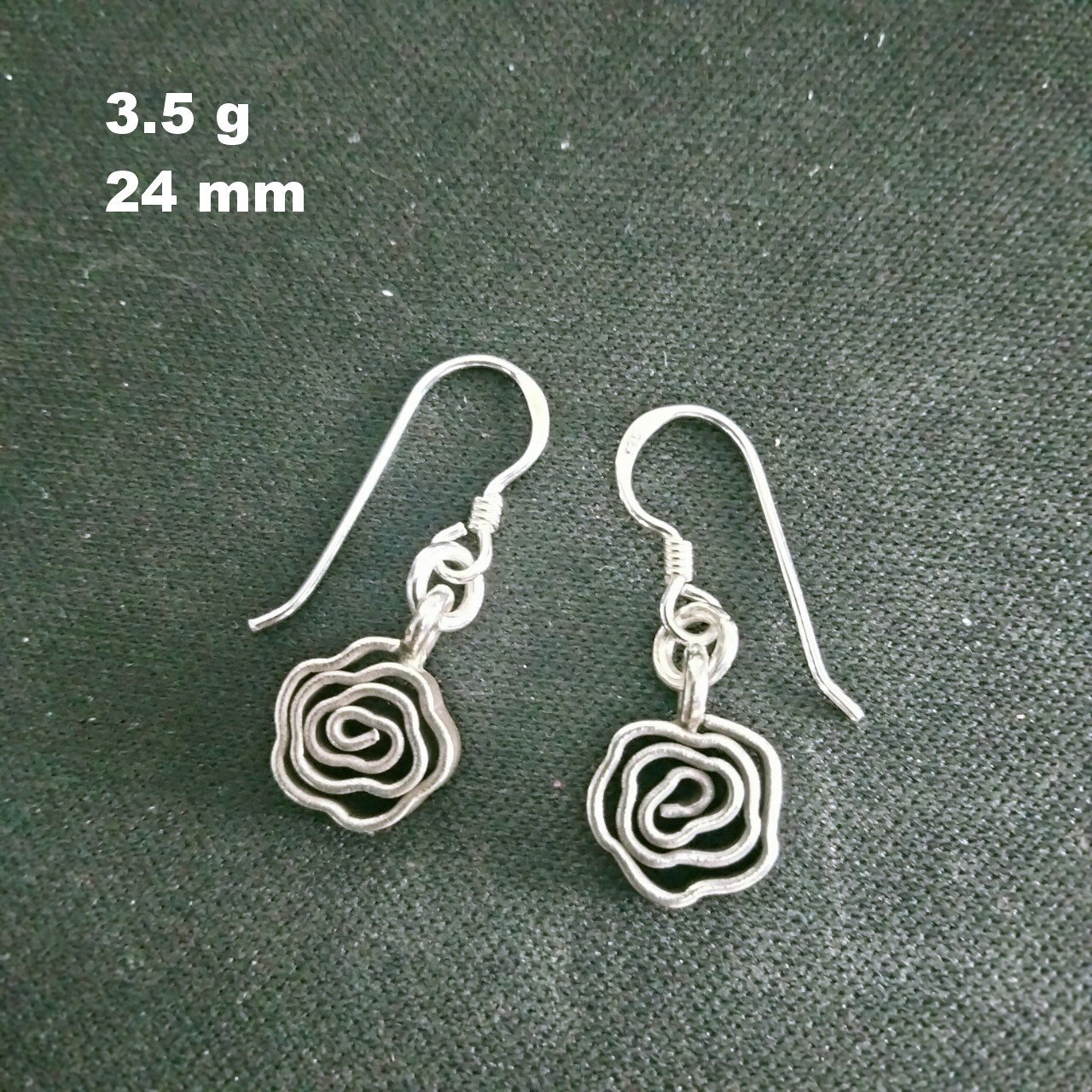FINE SILVER EARRINGS 925 STERLING CRAFT Dangle 3g Rose Flower Charms 23603