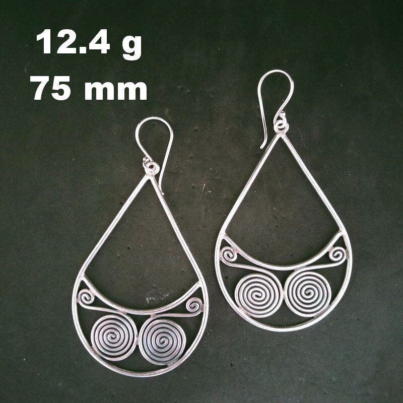 FINE SILVER EARRINGS 925 STERLING CRAFT Dangle 12g Charms Drop Spiral 23230