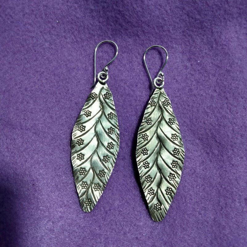 FINE SILVER EARRINGS 925 STERLING CRAFT VINTAGE TRIBAL JEWELRY WOMEN LOT1703