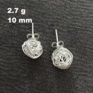 FINE SILVER EARRINGS VINTAGE CRAFT DANGLE ARTISAN 2g STUD NEST BALL #E016