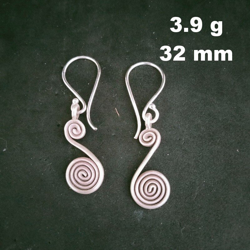 FINE SILVER EARRINGS 925 STERLING CRAFT Dangle 3g Hill Tribe Spiral Charms 23205