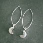 FINE SILVER EARRINGS 925 STERLING CRAFT Dangle 3g Fashion Hook cute moon 23605